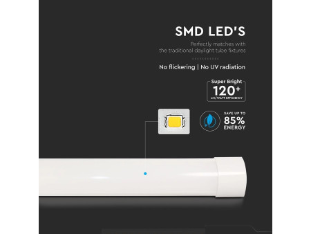 SKU 23788 VT-8340 V-TAC Plafoniera LED Prismatica 40W 120LM/W 120cm 3000K
