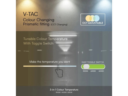 SKU 24218 VT-8320CCT V-TAC Plafoniera LED Prismatica 20W 120LM/W 60cm Bianca CCT