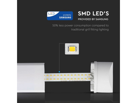 SKU 669 VT-8-50 V-TAC PRO Plafoniera LED Prismatica Chip Samsung 50W 120LM/W 150cm 6400K IP20