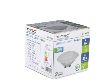 SKU 7555 VT-1258 V-TAC Lampada LED da Piscina 8W PAR56 6400K IP68