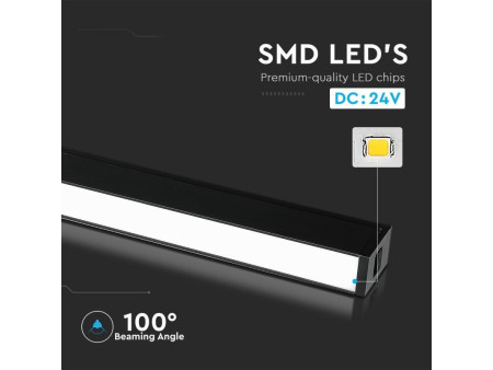SKU 7955 VT-4121 V-TAC Plafoniera LED SMD Lineare da Binario Magnetica 20W 24V 652x35x59mm Colore Nero 4000K IP20 CRI90