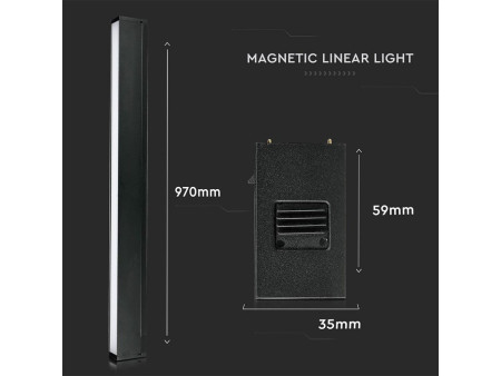 SKU 7957 VT-4131 V-TAC Plafoniera LED SMD Lineare da Binario Magnetica 30W 24V 970x35x59mm Colore Nero 4000K IP20 CRI90