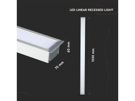 SKU 21380 VT-7-41-S V-TAC PRO Plafoniera LED Chip Samsung a Incasso 40W Lineare Argento 120cm 4000K