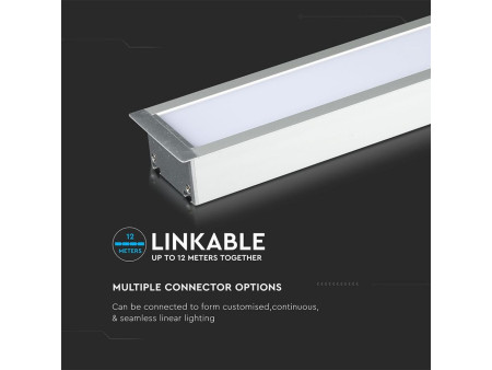 SKU 21380 VT-7-41-S V-TAC PRO Plafoniera LED Chip Samsung a Incasso 40W Lineare Argento 120cm 4000K