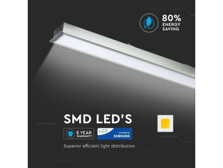 SKU 380 VT-7-41-S V-TAC PRO Plafoniera LED Chip Samsung a Incasso 40W Lineare Colore Argento 4000K