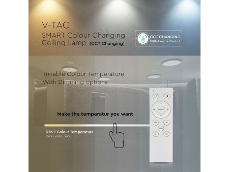 SKU 1460 VT-8403 V-TAC Plafoniera LED Rotonda 40W con Telecomando Cambia Colore 3 in 1 d: 400mm h: 60mm IP20 Dimmerabile