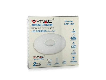 SKU 1491 VT-8556 V-TAC Plafoniera LED Rotonda 60W con Telecomando Cambia Colore 3 in 1 Dimmerabile