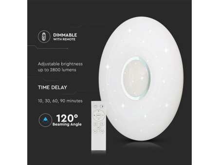 SKU 1491 VT-8556 V-TAC Plafoniera LED Rotonda 60W con Telecomando Cambia Colore 3 in 1 Dimmerabile