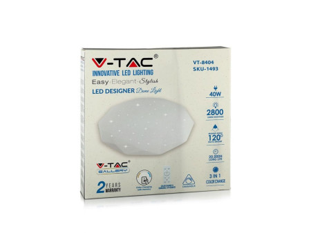 SKU 1493 VT-8404 V-TAC Plafoniera LED a Diamante 40W con Telecomando Cambia Colore 3in 1 Dimmerabile