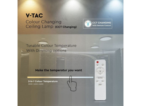 SKU 1493 VT-8404 V-TAC Plafoniera LED a Diamante 40W con Telecomando Cambia Colore 3in 1 Dimmerabile