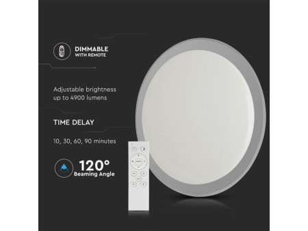 SKU 1495 VT-8472 V-TAC Plafoniera LED Rotonda 72W Telecomando Cambia Colore 3 in 1 Effetto Stellato d: 670mm h: 75mm Dimmerabile