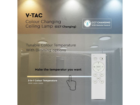 SKU 1495 VT-8472 V-TAC Plafoniera LED Rotonda 72W Telecomando Cambia Colore 3 in 1 Effetto Stellato d: 670mm h: 75mm Dimmerabile