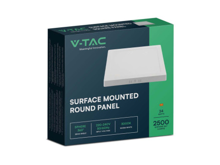 SKU 10514 VT-60024 V-TAC Pannello LED 24W Montaggio a Plafone Quadrato Colore Bianco 3000K