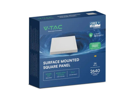 SKU 105146 VT-60024CCT V-TAC PRO Plafoniera LED Quadrata 24W Chip CREE Montaggio a Plafone Colore Bianco CCT