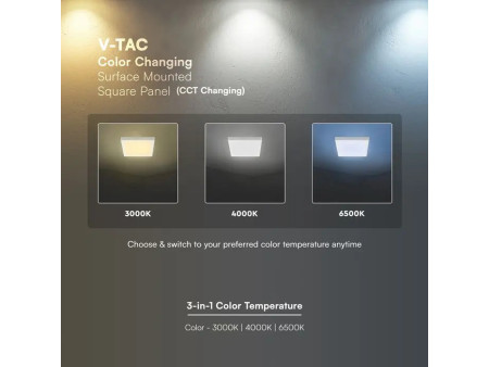 SKU 105146 VT-60024CCT V-TAC PRO Plafoniera LED Quadrata 24W Chip CREE Montaggio a Plafone Colore Bianco CCT