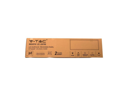 SKU 216626 VT-12030 V-TAC Pannello LED 40W 110LM/W Incasso/Plafone Driver Integrato 1200x300mm 6500K