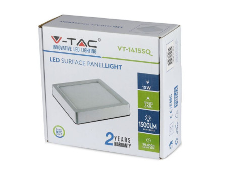 SKU 4808 VT-1415SQ V-TAC Pannello LED Montaggio a Plafone Quadrato 15W 100LM/W 3000K