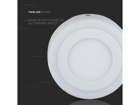 SKU 4892 VT-809RD V-TAC Pannello a Doppio LED 6W+2W 133LM/W Montaggio a Plafone Rotondo 6000K