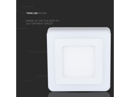SKU 4927 VT-1509SQ V-TAC Pannello a Doppio LED 12W+3W Montaggio a Plafone Quadrato 6000K
