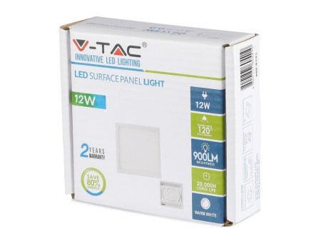 SKU 4913 VT-1205SQ V-TAC Pannello LED 12W Montaggio a Plafone Quadrato 3000K