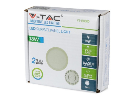 SKU 4916 VT-1805RD V-TAC Pannello LED 18W Montaggio a Plafone Rotondo 3000K