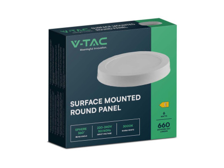 SKU 7872 VT-60006 V-TAC Pannello LED 6W Montaggio a Plafone Rotondo 6500K