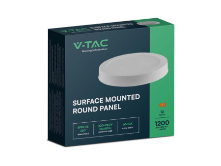 SKU 7875 VT-60012 V-TAC Pannello LED 12W Montaggio a Plafone Rotondo 6500K