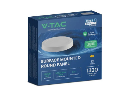 SKU 78736 VT-60012CCT V-TAC PRO Plafoniera LED Rotonda 12W Chip CREE Montaggio a Plafone Colore Bianco CCT
