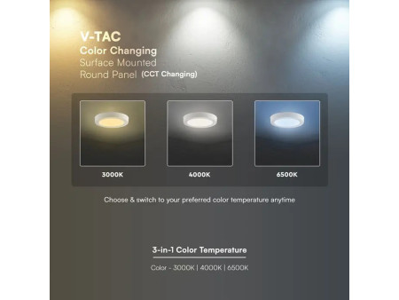 SKU 78736 VT-60012CCT V-TAC PRO Plafoniera LED Rotonda 12W Chip CREE Montaggio a Plafone Colore Bianco CCT