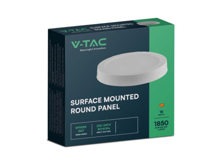 SKU 78761 VT-61018 V-TAC PRO Plafoniera LED Chip Samsung Tonda 18W 110LM/W Colore Bianco 3000K