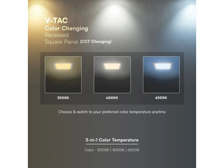 SKU 104806 VT-61006CCT V-TAC PRO Mini Pannello LED Chip CREE 6W Quadrato da Incasso (Foro 75-80mm) Bianco CCT