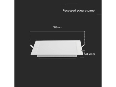 SKU 104841 VT-61012 V-TAC PRO Mini Pannello LED Chip Samsung 12W Quadrato da Incasso (Foro 150-155mm) Bianco 4000K