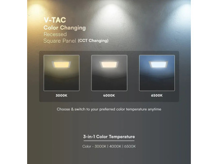 SKU 104836 VT-61012CCT V-TAC PRO Mini Pannello LED Chip CREE 12W Quadrato da Incasso (Foro 145-150mm) Bianco CCT