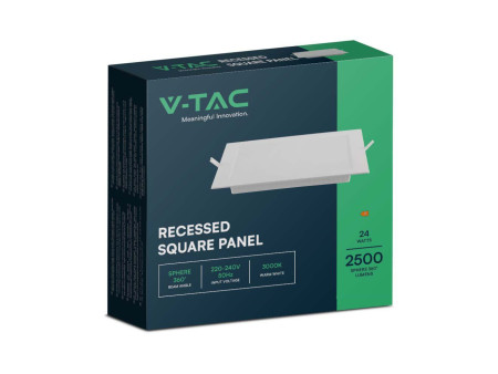 SKU 10491 VT-61024 V-TAC Mini Pannello LED 24W 110LM/W Quadrato da Incasso (Foro 275-280mm) Bianco 6500K