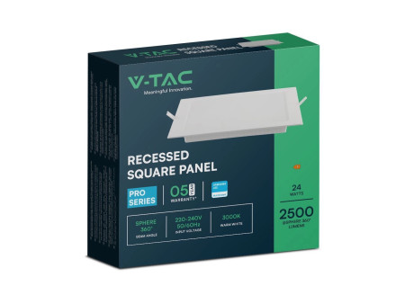 SKU 104911 VT-61024 V-TAC PRO Mini Pannello LED Chip Samsung 24W Quadrato da Incasso (Foro 275-280mm) Bianco 6500K