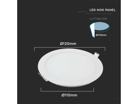SKU 214855 VT-607RD-N V-TAC Mini Pannello LED 6W Rotondo da Incasso 4000K