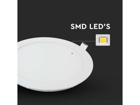 SKU 214860 VT-1807-N V-TAC Mini Pannello LED 18W Rotondo da Incasso (Foro 210mm) Bianco 2700K
