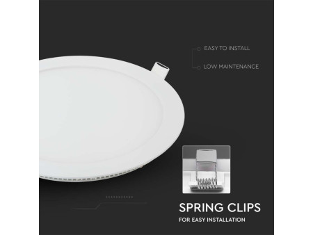 SKU 214860 VT-1807-N V-TAC Mini Pannello LED 18W Rotondo da Incasso (Foro 210mm) Bianco 2700K