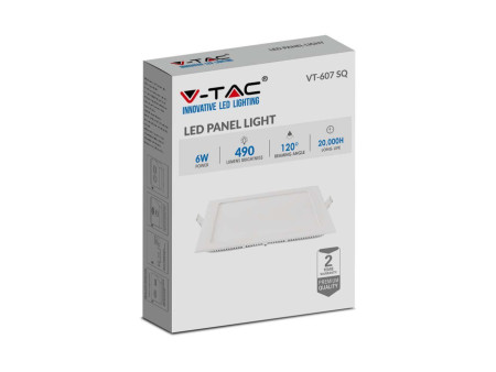 SKU 214864 VT-607 V-TAC Mini Pannello LED 6W Quadrato da Incasso Bianco 4000K