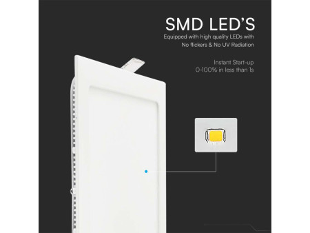 SKU 214865 VT-607SQ-N V-TAC Mini Pannello LED 6W Quadrato da Incasso 6400K