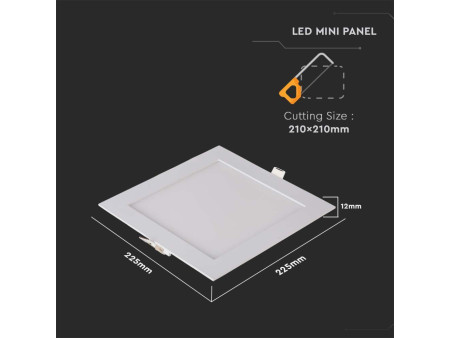 SKU 214870 VT-1807 V-TAC Mini Pannello LED 18W Quadrato da Incasso 4000K