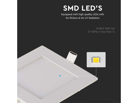 SKU 216296 VT-307SQ-N V-TAC Mini Pannello LED 3W Quadrato da Incasso 4000K