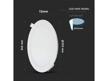 SKU 216423 VT-2207RD-N V-TAC Mini Pannello LED 22W Rotondo da Incasso 4000K