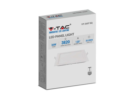 SKU 216430 VT-3107SQ-N V-TAC Mini Pannello LED 36W Quadrato da Incasso 4000K