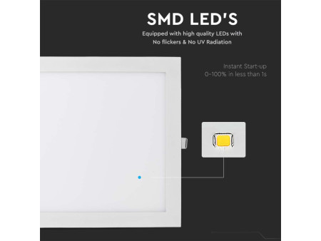 SKU 216431 VT-3107SQ-N V-TAC Mini Pannello LED 36W Quadrato da Incasso 6400K
