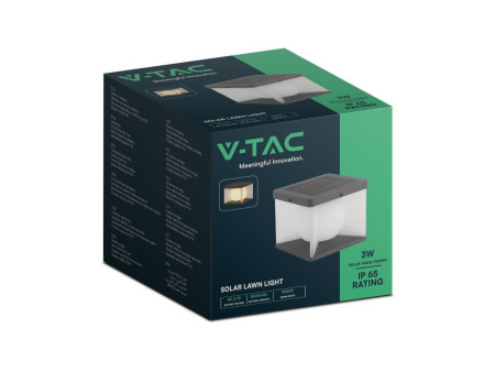 SKU 23351 V-TAC Lampada LED Solare da Giardino 3W Diffusore a Cubo con Telecomando 3000K IP65