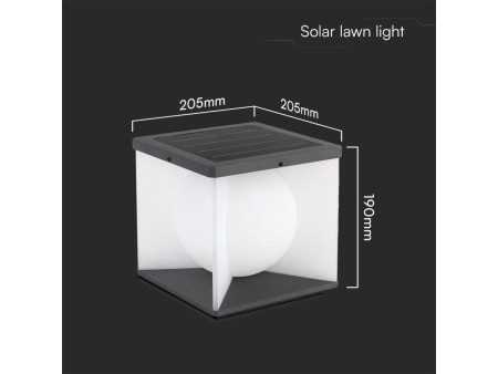 SKU 23351 V-TAC Lampada LED Solare da Giardino 3W Diffusore a Cubo con Telecomando 3000K IP65