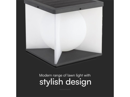SKU 23351 V-TAC Lampada LED Solare da Giardino 3W Diffusore a Cubo con Telecomando 3000K IP65