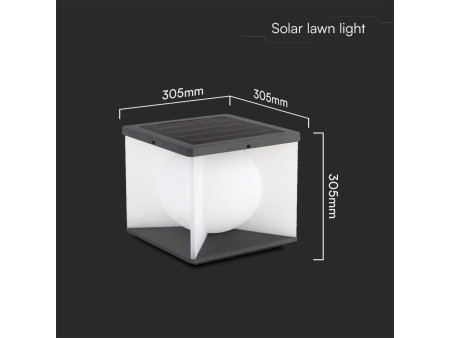 SKU 23352 V-TAC Lampada LED Solare da Giardino 8W Diffusore a Cubo con Telecomando 3000K IP65