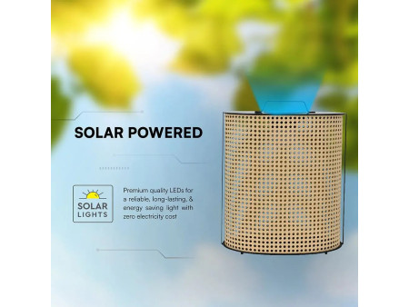 SKU 24288 VT-84044 V-TAC Lampada LED Solare da Giardino 1,2W d:335mm Legno 2800K IP65 Dimmerabile